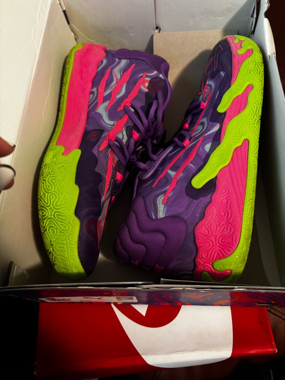 Vibrant Purple Athletic Sneakers with Pink & Neon Green Accents